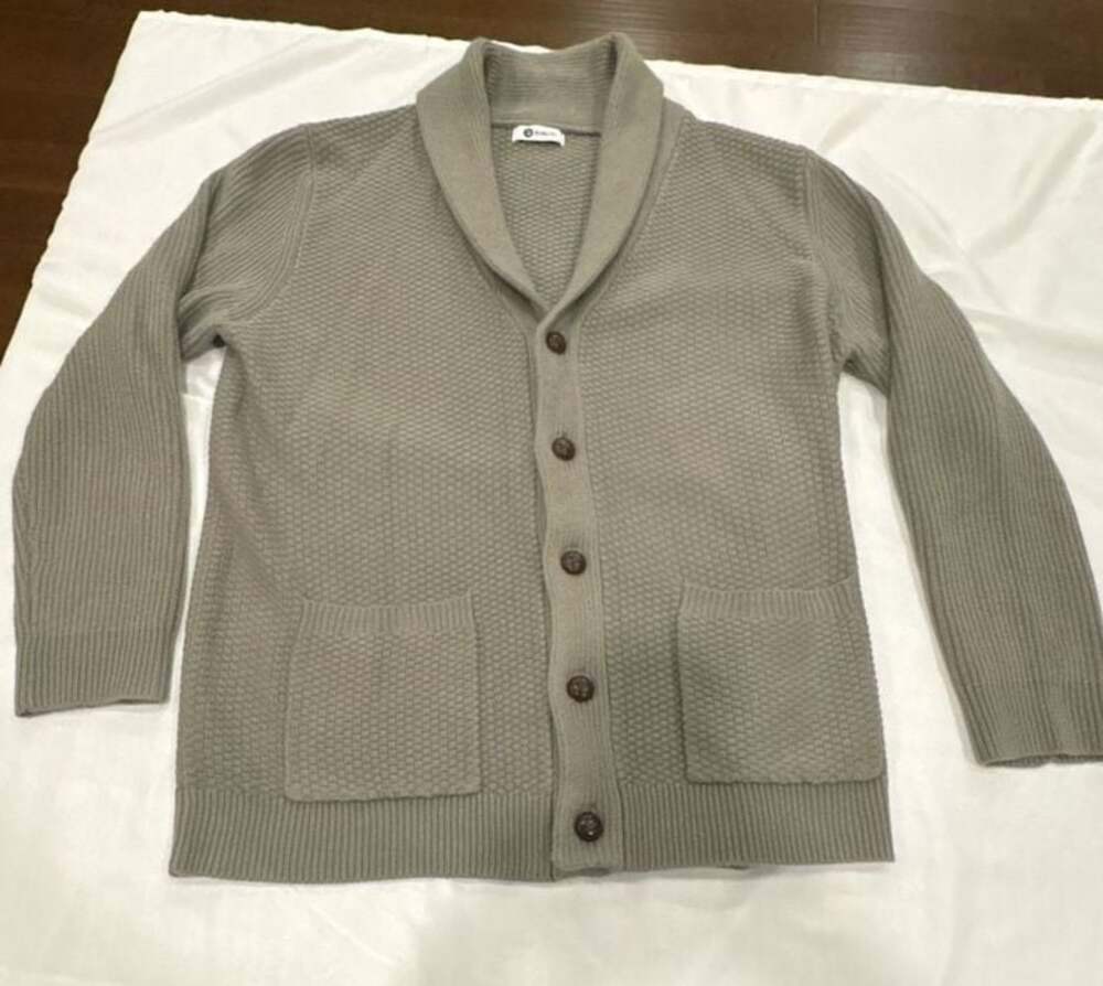 Runcati Men's Shawl Collar Button-Front Textured Knit Cardigan